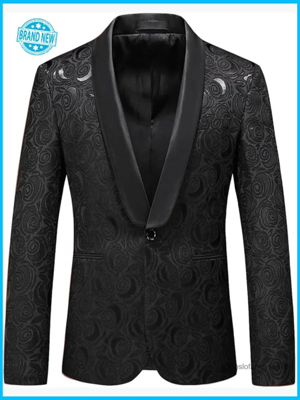 Slim Fit Blazer White Floral Jacquard Modern Wedding Formal Party Wear